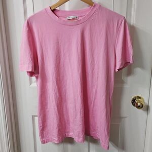 Zara Basic Round Neck Pink Short Sleeve T-Shirt, Size Medium